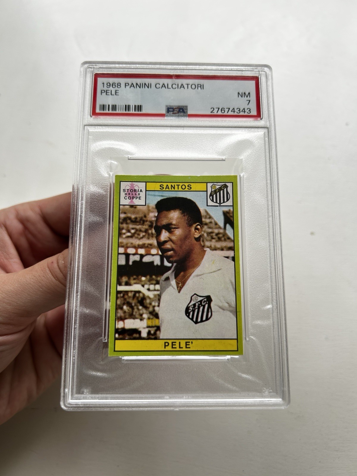 1967 1968 Panini Calciatori PELE PSA 7 NM Set of 2 World Cup BEAUTIFUL LOW POP view 8