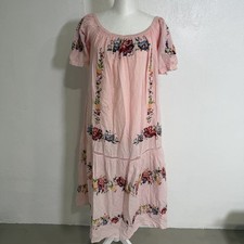 Farm Rio Maxi Dress Floral Mexican Balloon Sleeve Embroidered Women's Small