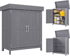 Armadio Da Giardino a 2 Ripiani E 2 Ante, Mobile Da Esterno Salvaspazio in Legno