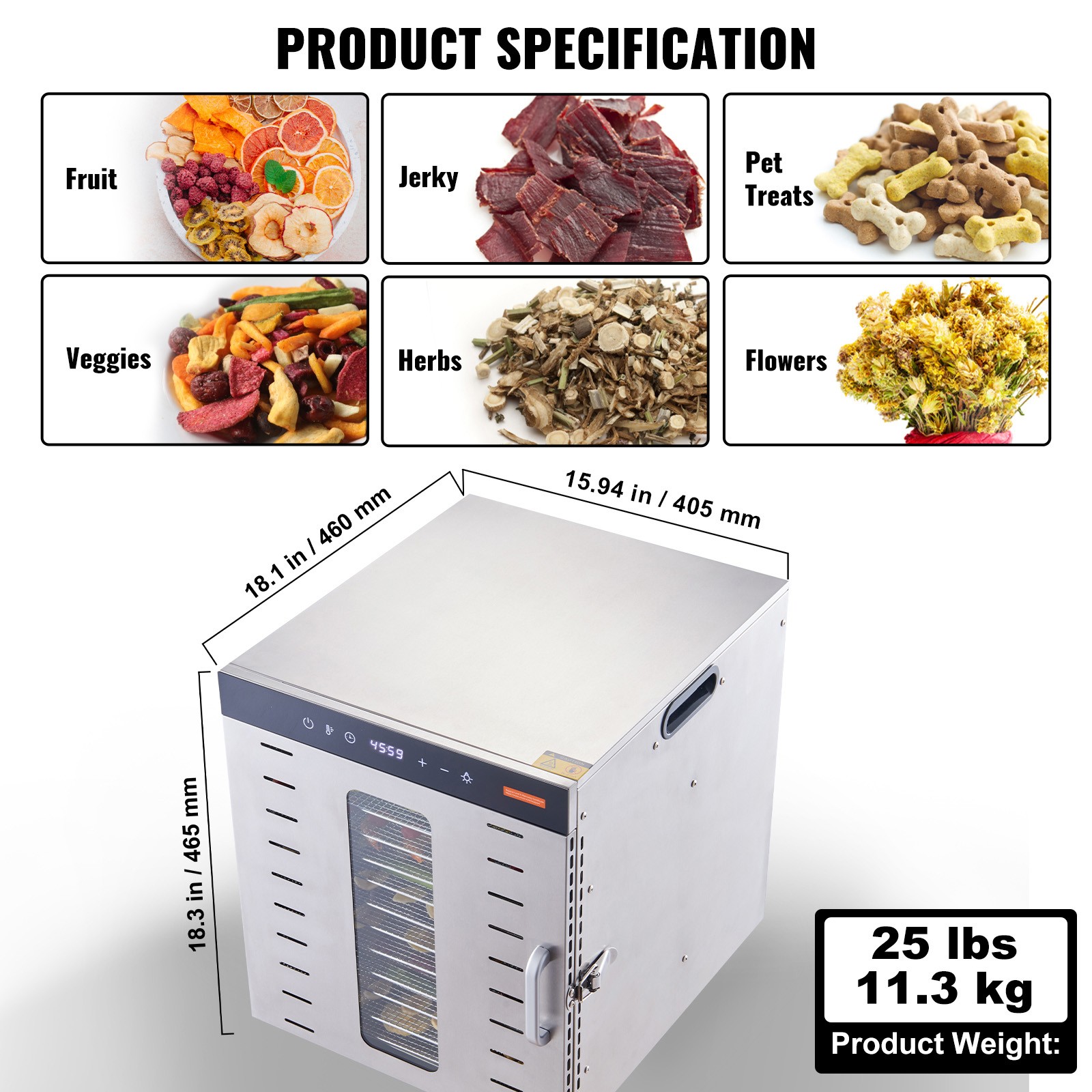 deshydrateur alimentaire 10 plateaux – vue détaillée