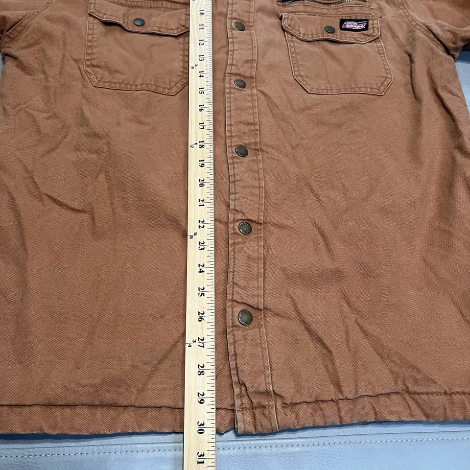 Dickies Men Brown Quilt Line Workwear Jacket Coat Detroit Hoodie Y2K Skate Emo-L - Image 4 of 4