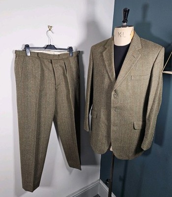 Vintage Cordings of Piccadilly 2 Piece Suit Tweed UK 42 Herringbone Check 34x28