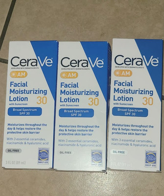 3 Pack CeraVe AM Facial Moisturizing Lotion 3 oz each NEW IN BOX - Free Shipping