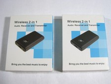 Bluetooth 5.0 Transmitter Receiver 2-in-1 TX/RX 3.5mm Aux Adapter Qty 2 NOB