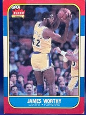 1986-87 Fleer #131 James Worthy Rookie Card RC Lakers HOF Vintage NBA G-VG. rookie card picture