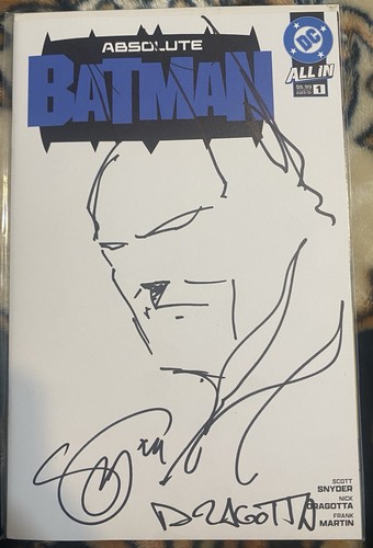 Absolute Batman #1 1st Print Blank Signed X2 SKETCH Remark Dragotta Snyder COA