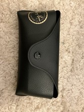 Ray-Ban Black Leather Sunglasses Case Snap Closure UV Protection Luxottica