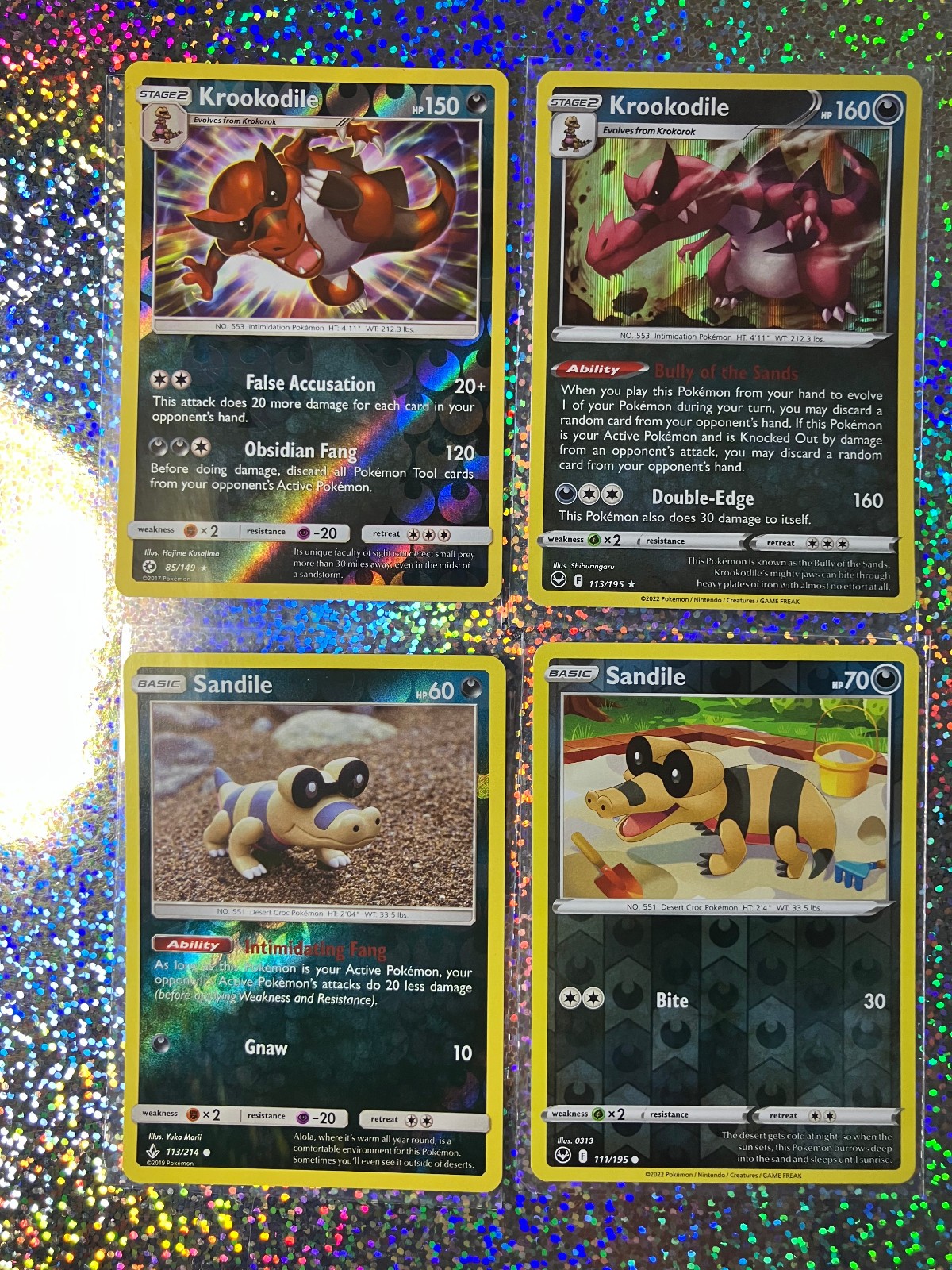 Pokemon TCG Reverse Holo: Sun & Moon 85/149 Krookodile; 113/214 Sandile