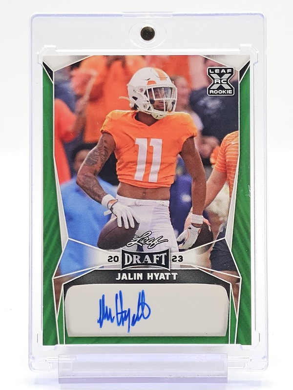 JALIN HYATT 2023 LEAF DRAFT GREEN ROOKIE AUTO #BA-JH3 Q7420