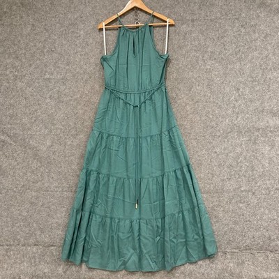 NEW Forever New Womens Dress Size 12 Green Lyocell Denim Maxi Sleeveless 22730