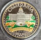 2000 California Sesquicentennial 1oz .999 Silver Painted Medallion  Gold Nugget