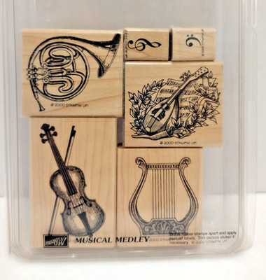 Stampin' Up! MUSICAL MEDLEY Stamp Set NEW Violin French Horn Bass/ Treble Clef