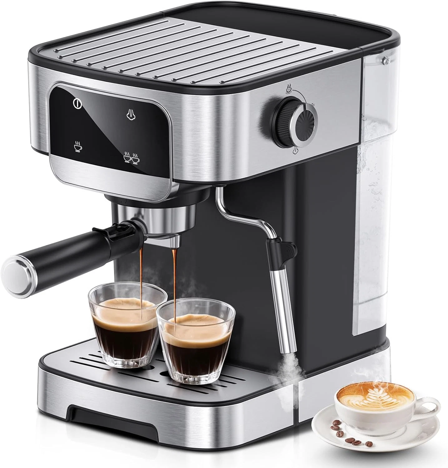 20 Bar Espresso Machine with Milk Frother & LED Touchscreen, 61oz Tank
