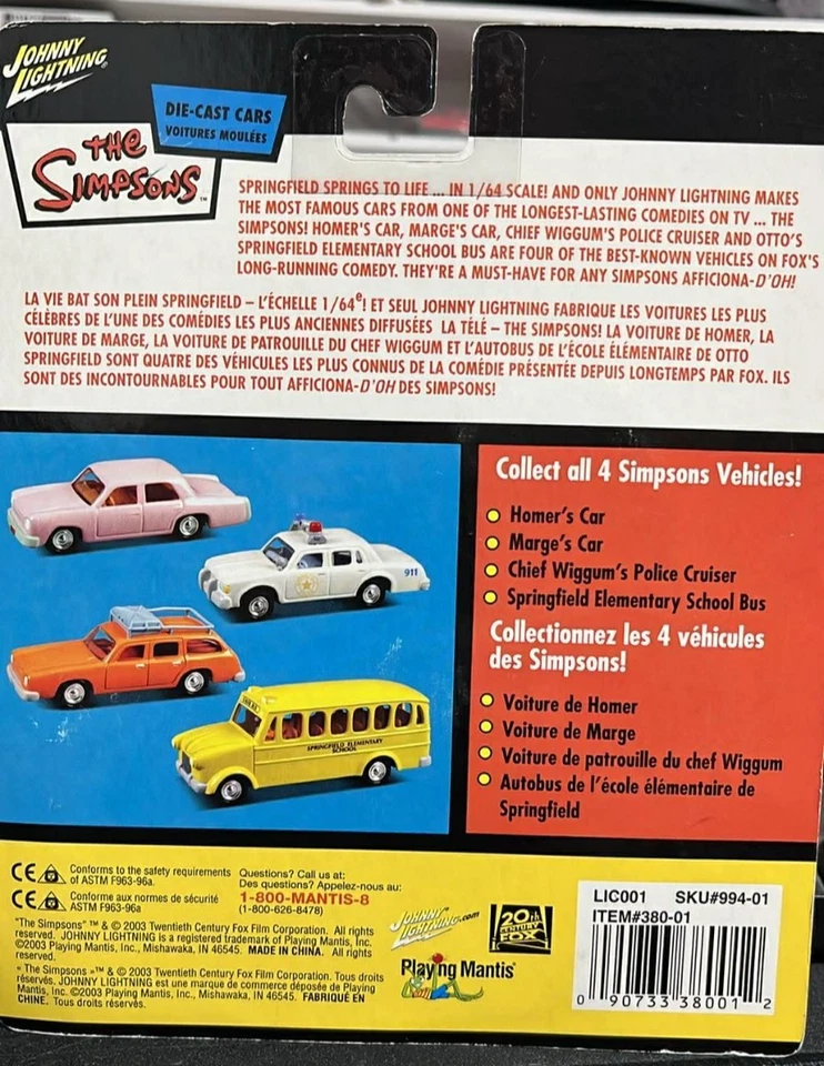 Johnny Lightning The Simpsons * Otto's School Bus * Springfield * 1/64 * - image 3 of 3
