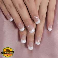 ELEVENAIL French Press on Nails Short Squoval Nude White Reusable