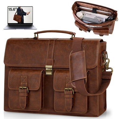 RAINSMORE Mens Messenger Bag 15 6 Inch Leather Vintage Laptop Briefcase Imper