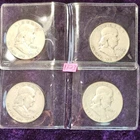📈LOT of 4 🇺🇲🔥G-VG🔥1949-S 1950 1951 1953-S Franklin Silver Half Dollars 1323