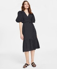 MINKPINK Womens Polka Dot Wrap Midi Dress Size Large,Spot