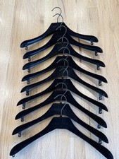 Gucci Set of 9 Black Felt Covered Plastic Coat Hangers w/Hooks 14.5  Authentic