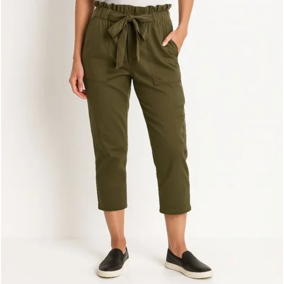 Current Elliott Pants Pull On Drawstring Olive Cr… - image 9