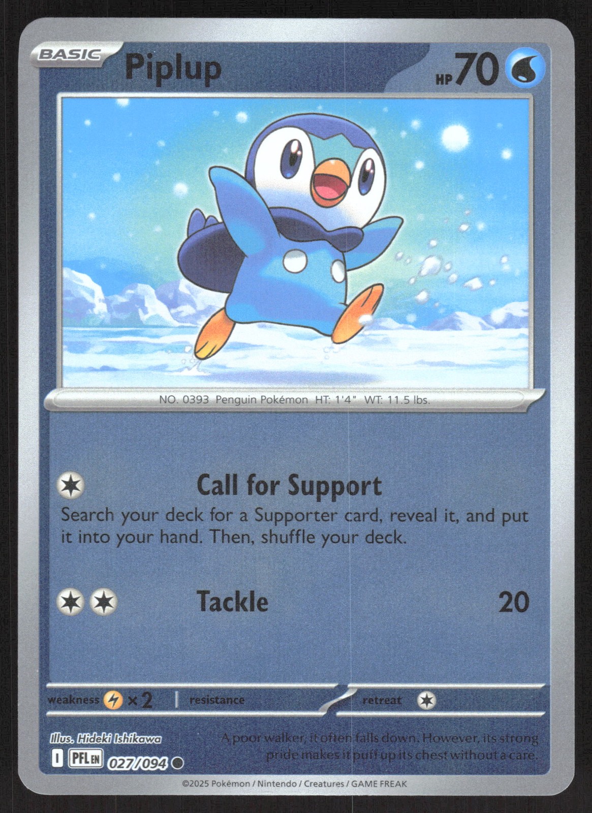 Piplup 027/094 Reverse Holofoil ME02: Phantasmal Flames LP-NM