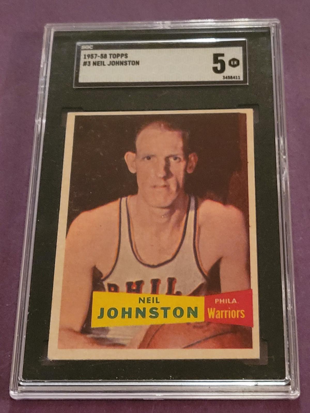 1957 Topps #3 Neil Johnston HOF Rookie SGC 5 Philadelphia Warriors