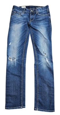 Gap 1969 Womens Size 26 Reg Distressed Real Straight Thunderstruck Blue Jeans