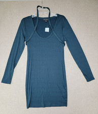 NWT Forever 21+ Junior's 0X Bodycon Fitted Ribbed Dress Long Sleeve Lightweight