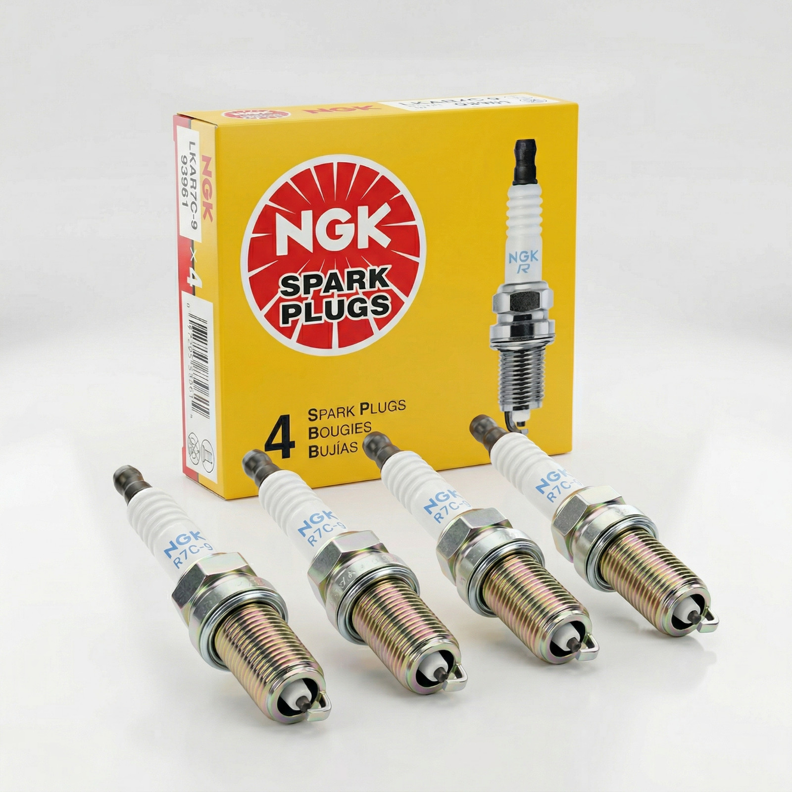 4x Genuine NGK LKAR7C-9 93961 Nickel Spark Plugs OEM Replacement