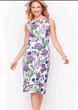 Women's Talbots Sateen Botanical Gardens Sleeveless Sheath Dress Size 10