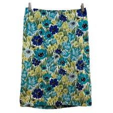 TALBOTS Blue Green Tropical Floral Print Pencil Skirt Sz 4