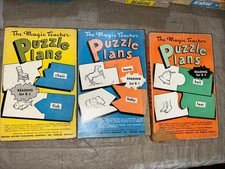 VTG Magic Teacher Puzzle Plans Lot Learning 1950s Jigsaw Matching Words