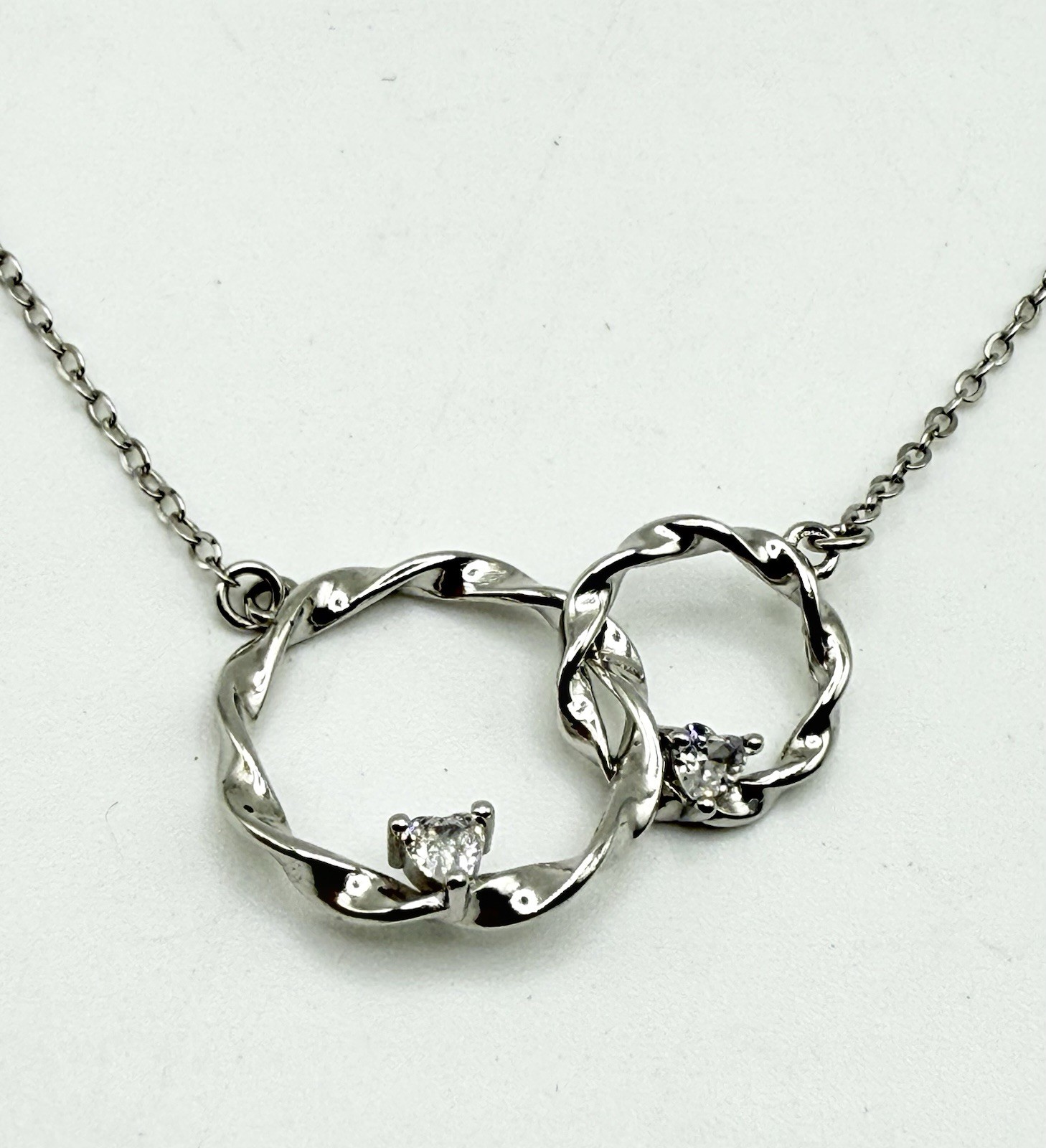 Sterling Silver Interlocking Double Circle Neckla… - image 7