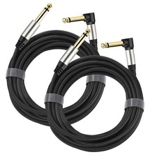 2-Pack Guitar Cables 1/4 Inch 6.35mm Male to Male Jack Right Angle to Straigh...