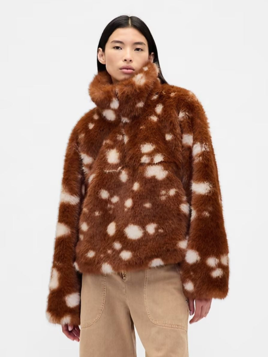 Gap × Sandy Liang Spotted Vegan Fur Half-Zip Pullover Size XXS/XS