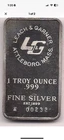 Leach and Garner  Attleboro, Mass.  1 Troy Oz 999 fine Silver Art Bar    *RARE*