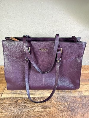 Osprey London Pebbled Leather Tote Bag Purple Plum Whimsigoth Handbag