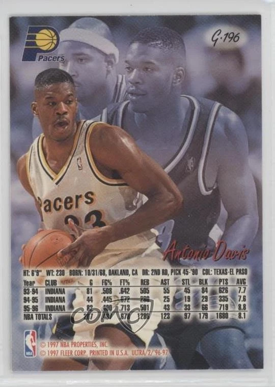 1996-97 Fleer Ultra Gold Medallion Edition Antonio Davis #G-196 - Image 2 of 2