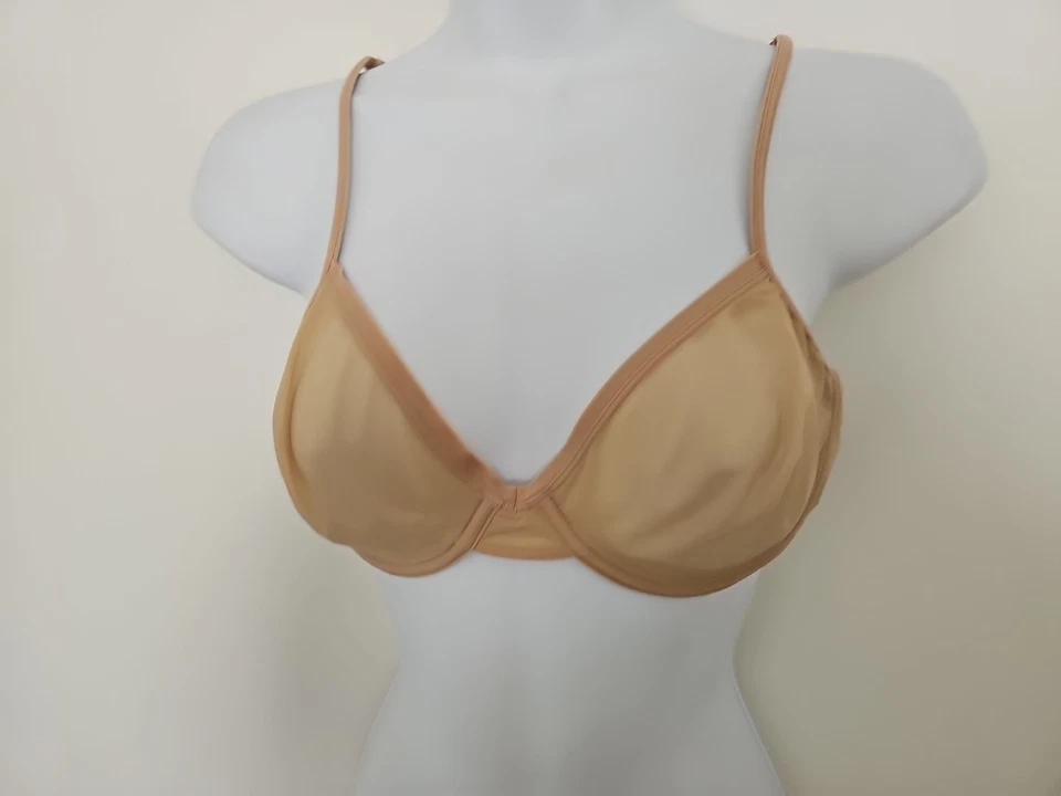 Sujetador con aros sin forro transparente Calvin Klein talla 36B beige ajuste. Correas de espagueti Foto 2 de 4