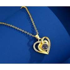 Heart Projection Pendant Necklace, Double Love Heart Design