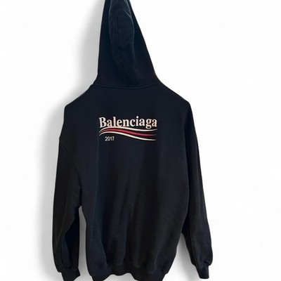 BALENCIAGA 17FW 旧ロゴ パーカー Balenciaga FW 2017 printed Bernie logo hoodie black pullover