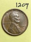 1909-VDB LINCOLN WHEAT CENT, VERY HIGH GRADE!, XF-AU #1207