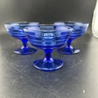 3 MODERNTONE Hazel Atlas COBALT BLUE Depression Glass SHERBETS Champagne Stems