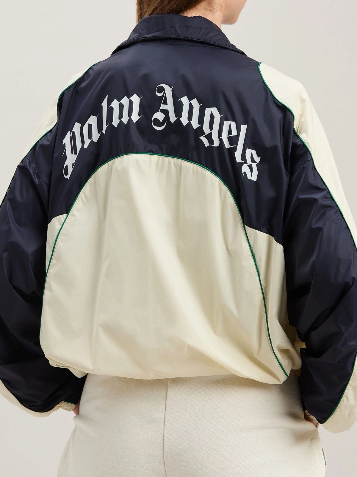 Palm Angels MED Curved Logo Windbreaker Jacket Navy Blue NWT π₯ $1181 - product detail image 1