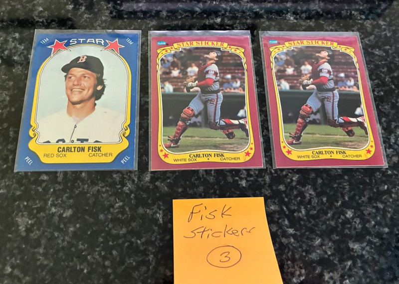 CARLTON FISK FLEER STICKER CARD LOT..........3 TOTAL