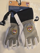 New Size 6 Hestra Army Leather Patrol Leather 5 Finger Ski Gloves Light Grey