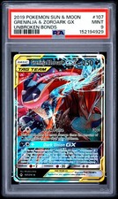 PSA 9 Greninja & Zoroark GX 107/214 Tag Team Pokemon Unbroken Bonds 2019 MINT