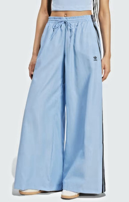 ADIDAS Women Size XS Adicolor Firebird Oversized Track Pants Ash Blue & Black