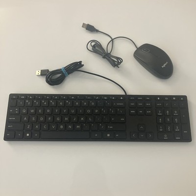 USB Wired Keyboard and Mouse Combo Black Clean Tested Working PC Laptop Mac