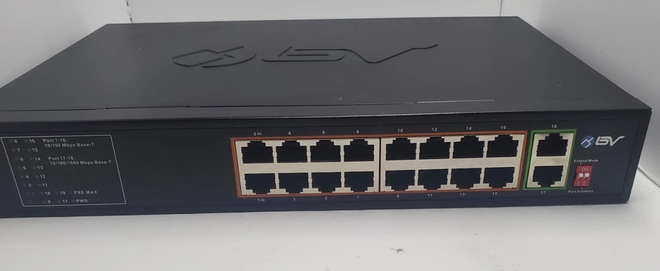 BV-Tech 18 Ports Long Range PoE+ Switch (16 PoE+ Ports | 2 Gigabit Ethernet upli - Image 3 of 4
